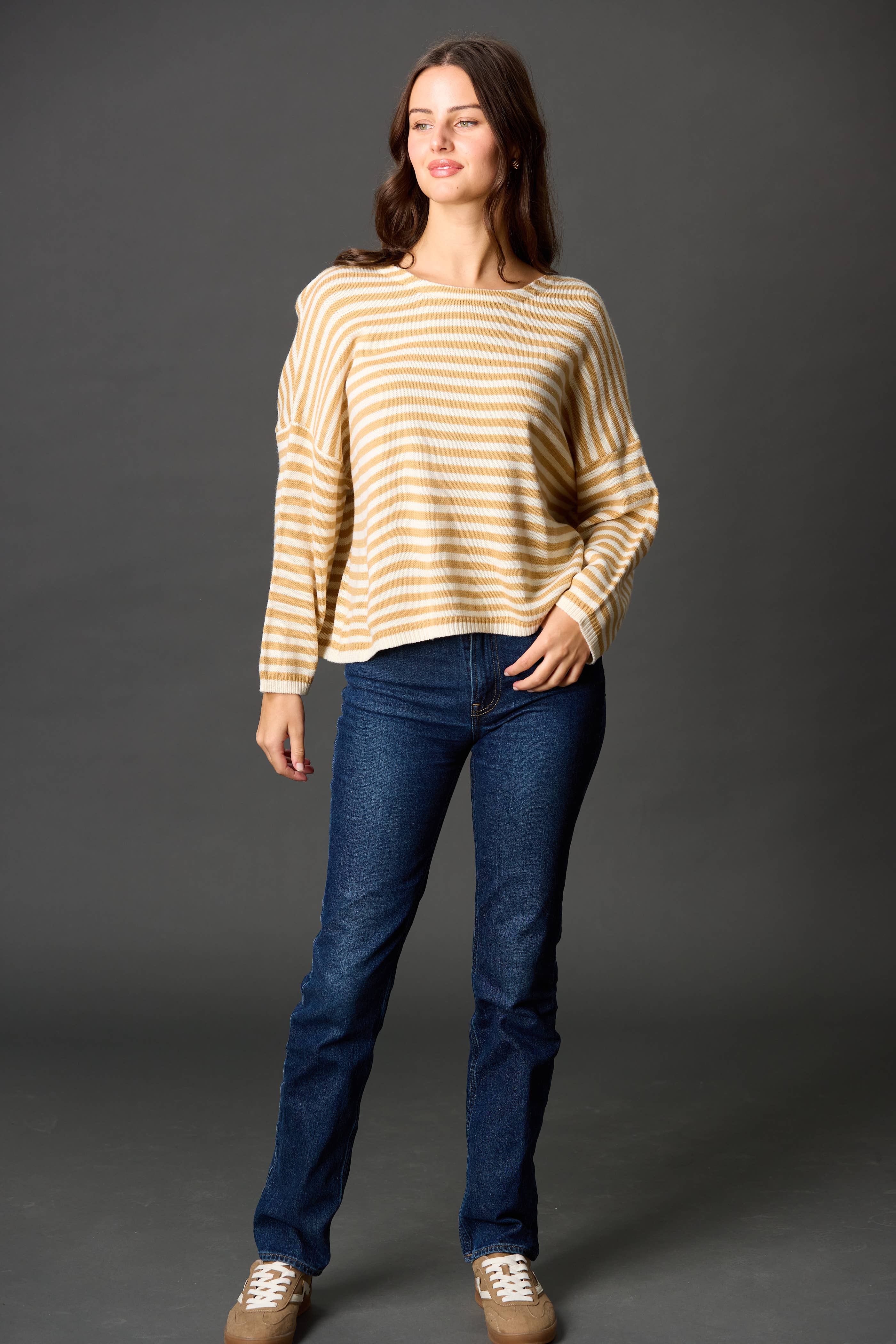 Before You Collection - Wholesale Knit Sweater - Women's - Striped T-Body Sweater4