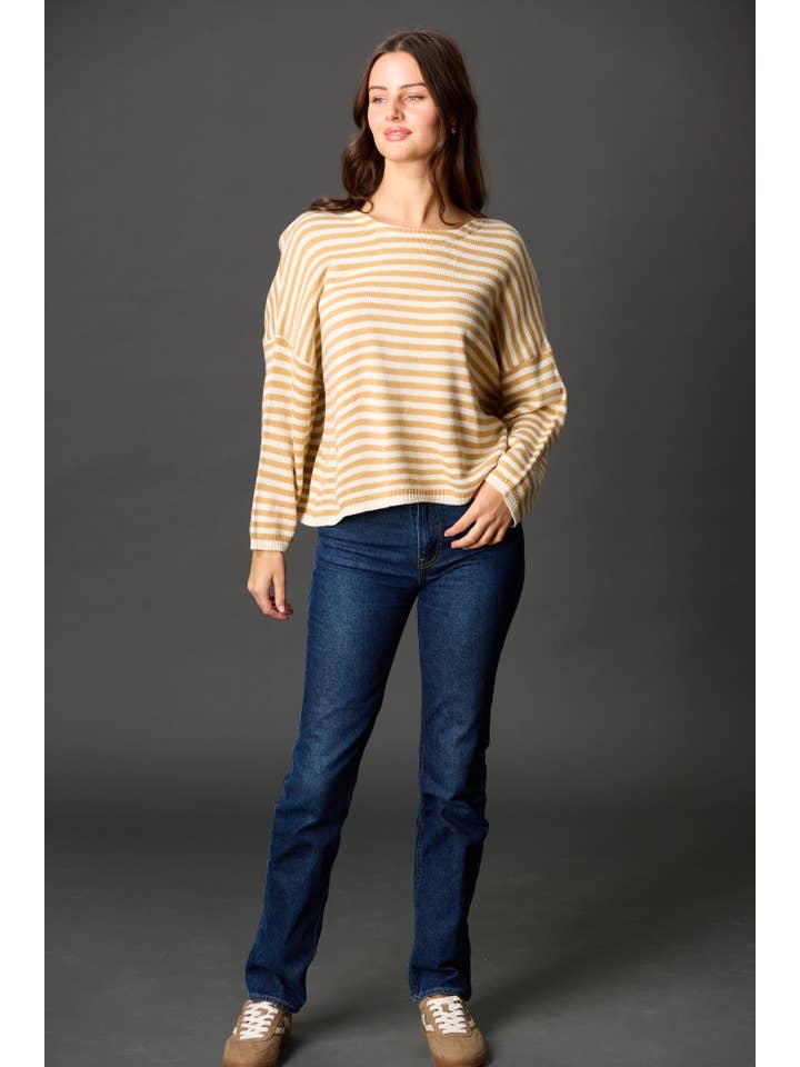 Before You Collection - Wholesale Knit Sweater - Women's - Striped T-Body Sweater4