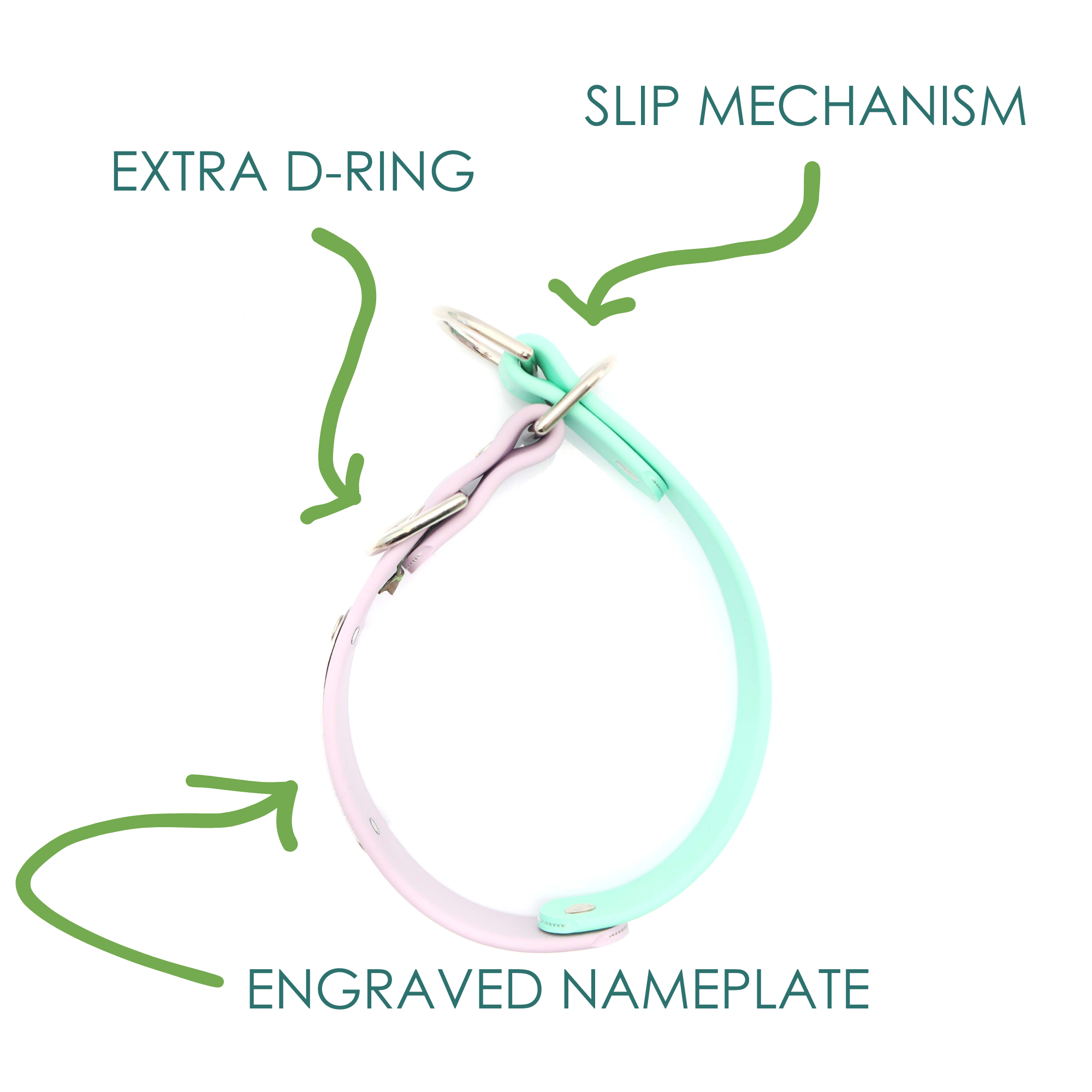 Mimi Green - Wholesale Pet Collar - Dog - Waterproof Biothane Slip Dog Collar - Two Tone6