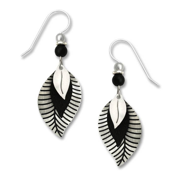 Left Hand Studios - Wholesale Dangle Earrings - 3 Part Leaf In Ir, Blk, Ns0