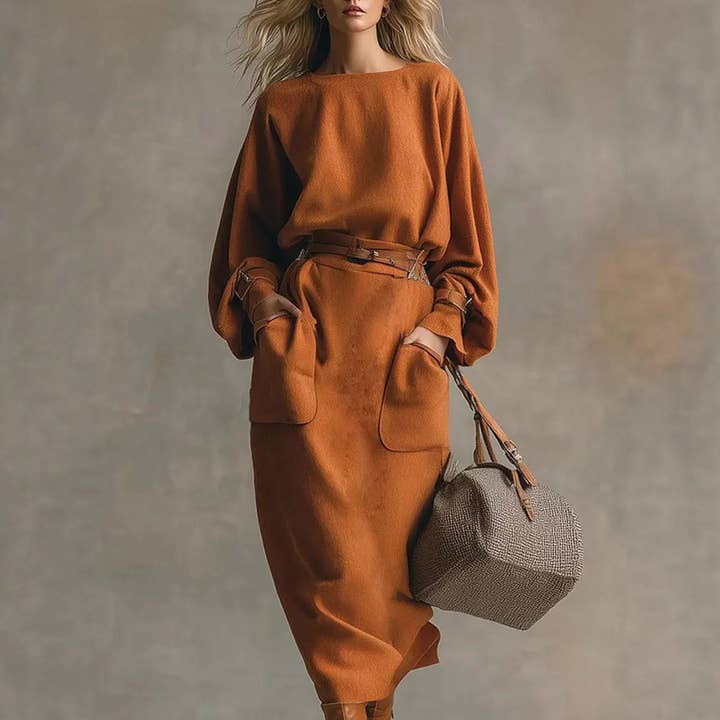 Robe droite décontractée pour femmes de style occidental, couleur unie pour la vente par EmberLoom