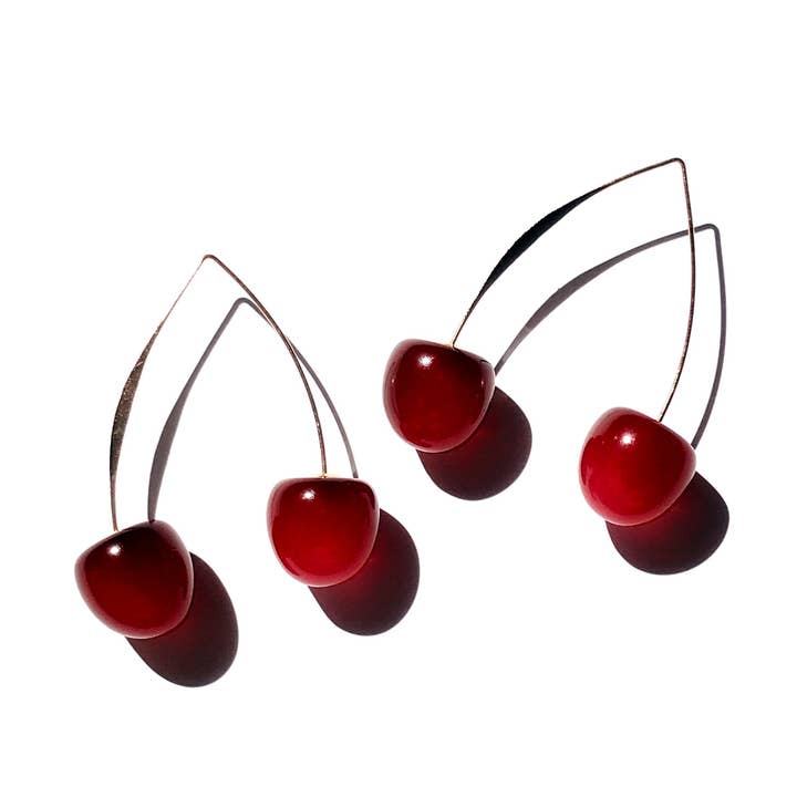 Double Cherry Drop Earrings (two-way) for wholesale by I'MMANY London