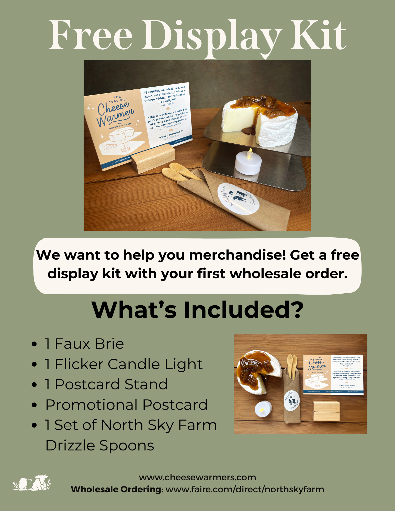 North Sky Farm - Wholesale Cheese Board - Cheese Warmer - With FREE Display Kit11