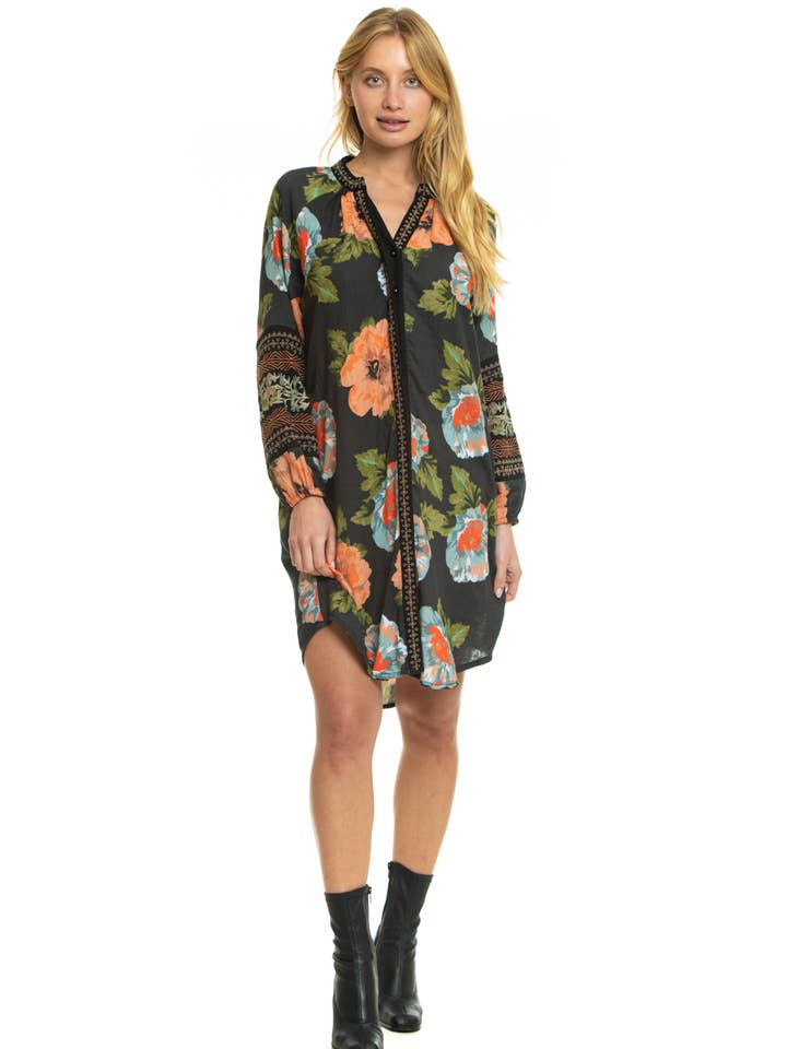 KORTE JURK MET GEBORDUURDE BOTANIC CADENCE voor wholesale door Tolani