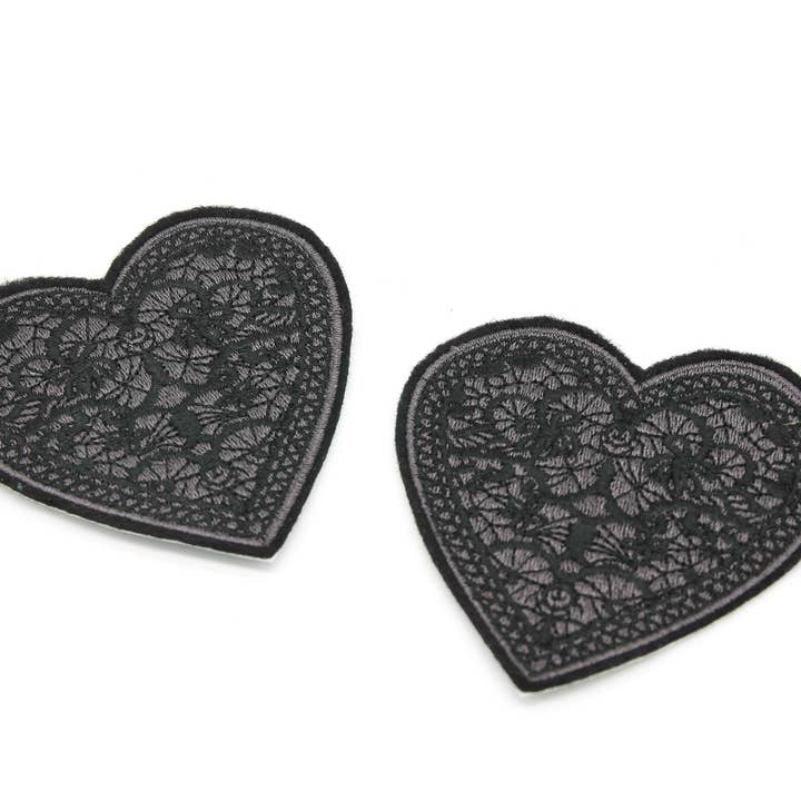 Project Pinup - Wholesale Patch - Black Lace Heart Embroidered Iron on Patch3