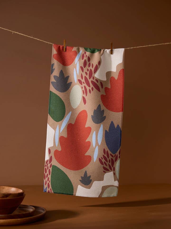 Cut Paper Leaves Mocha Bar Towel for wholesale by Geometry