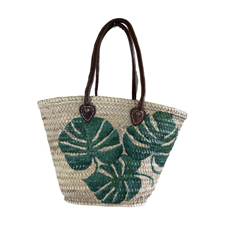 Handwoven Straw Hand Painted Bag- 3 Palm Leaves for wholesale by My Little Maria