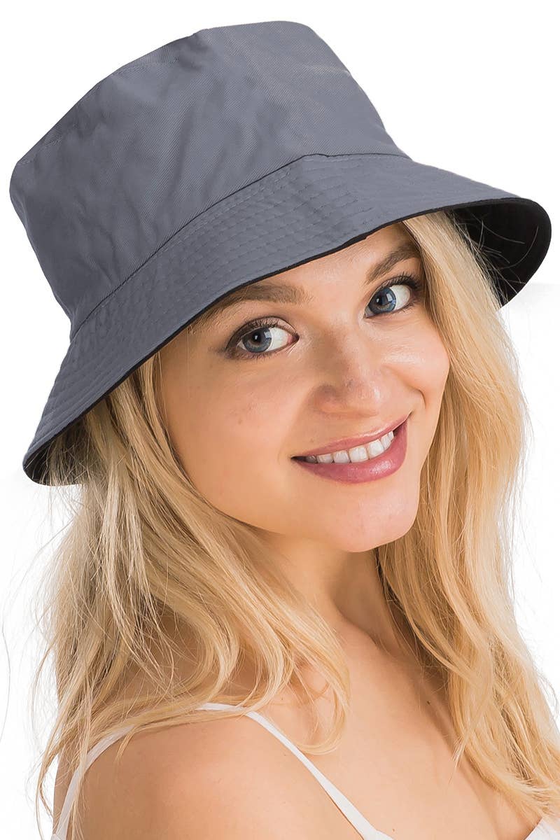 Cap Zone - Vente Bob – unisexe - Chapeau seau en coton uni réversible à fond noir7