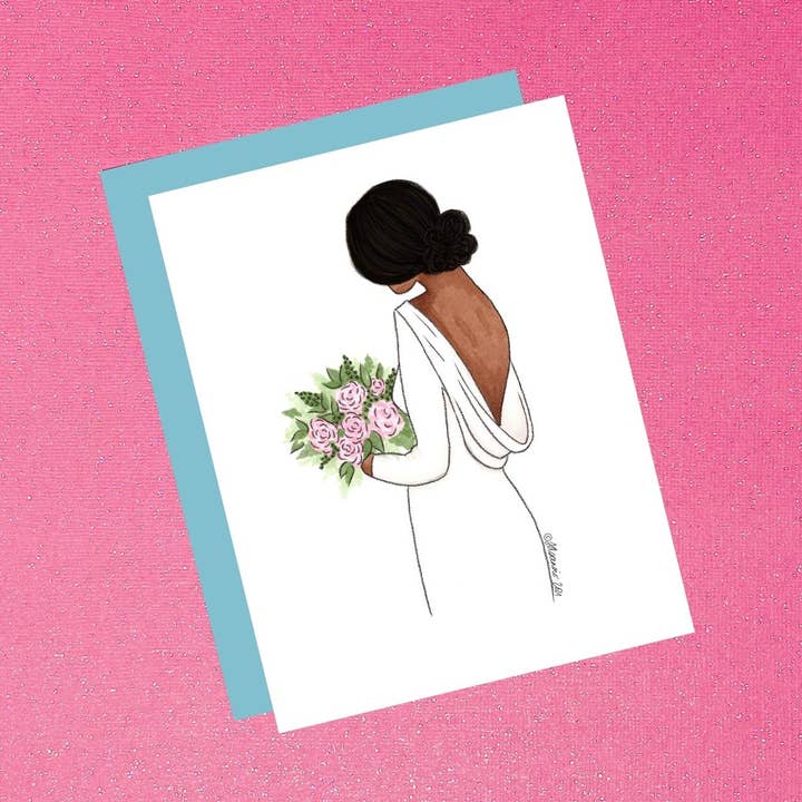 Modische Braut-Illustrationskarte — Hochzeit/Dusche, Schwarz, Dunkel für den Großhandel von Tiffany Ascensio Designs | Watercolor Greeting Cards