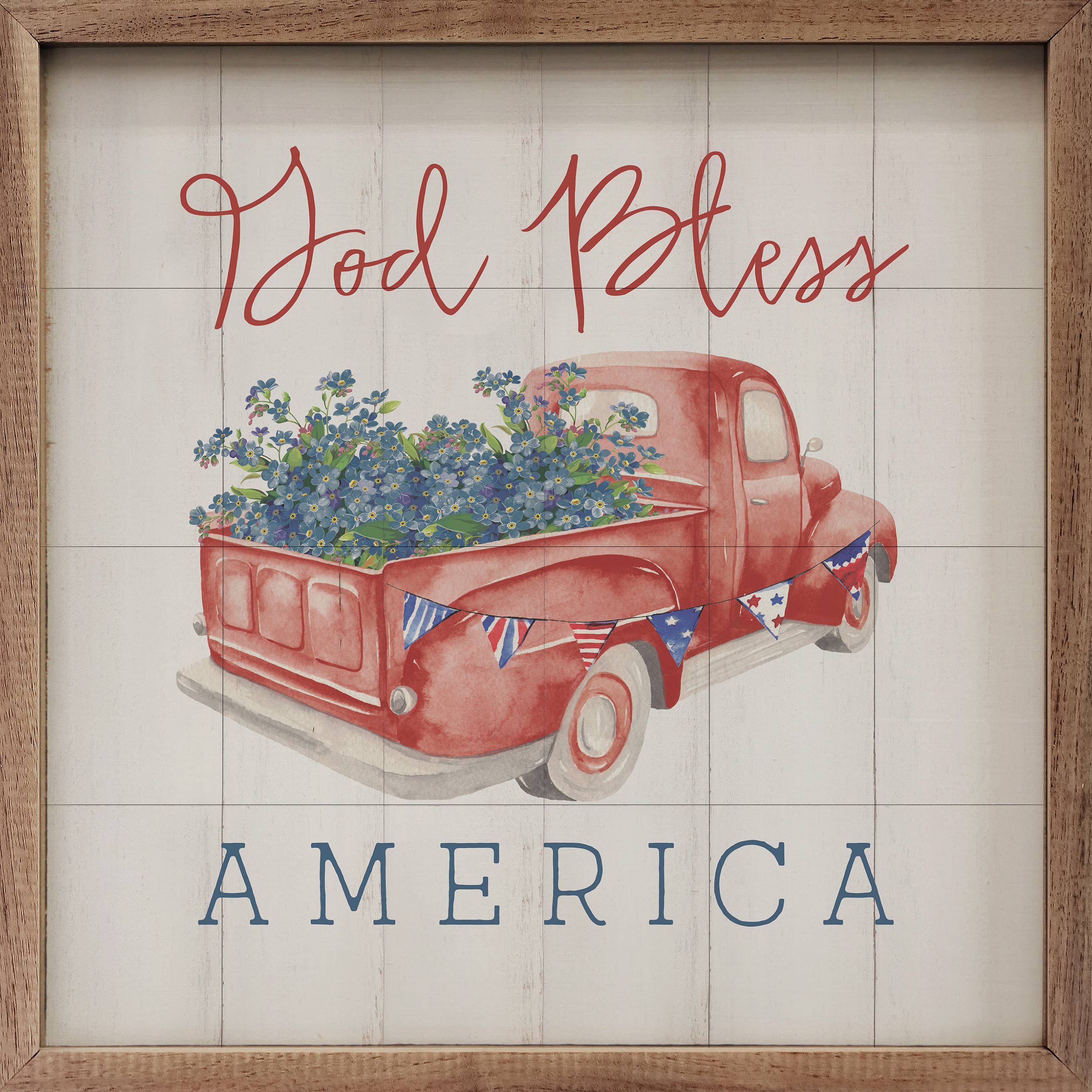 Kendrick Home - Wholesale Sign - God Bless America Red Truck Whitewash0