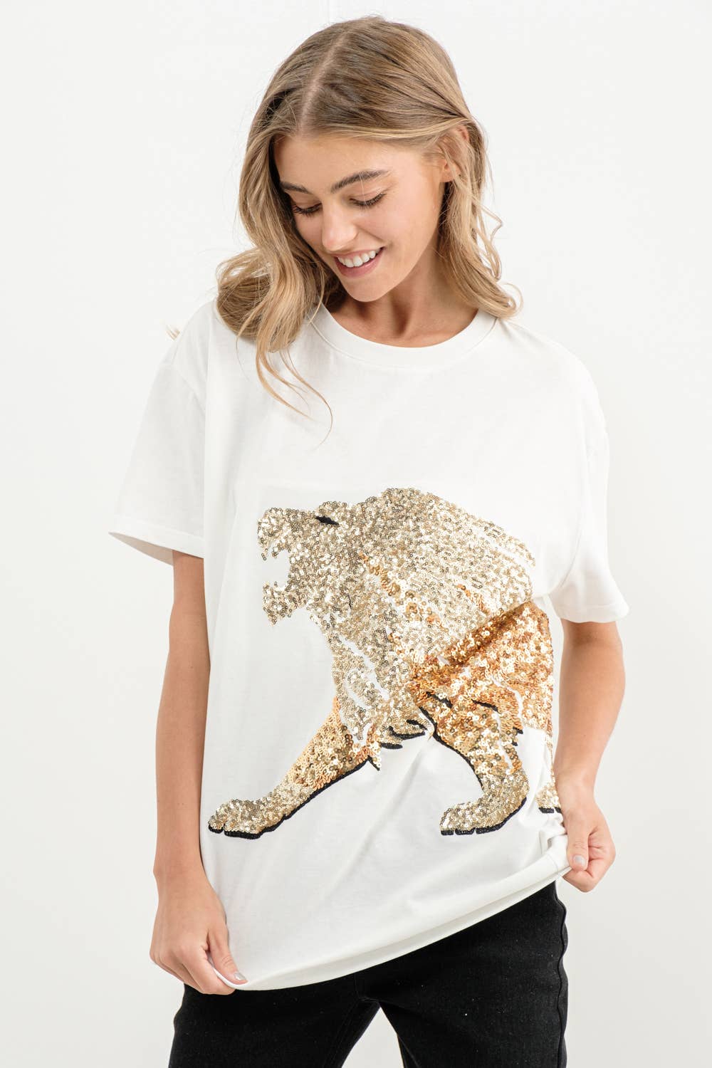 WHITE 22502T - Sequin Embroidered Graphic Tee for wholesale on Faire0