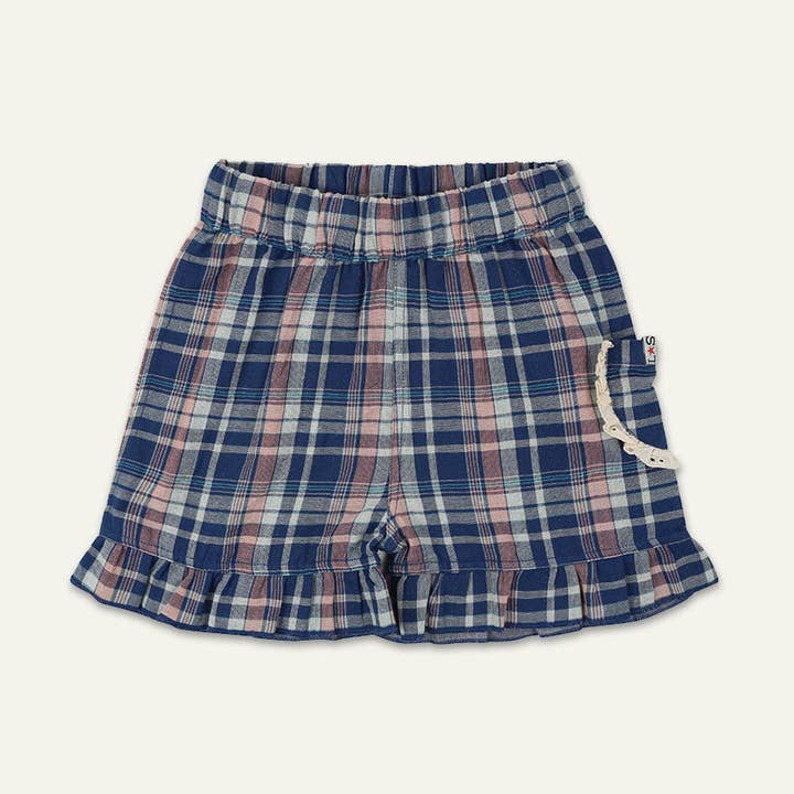 Shorts med marineblå ternet print for engroshandel hos Lilly and Sid