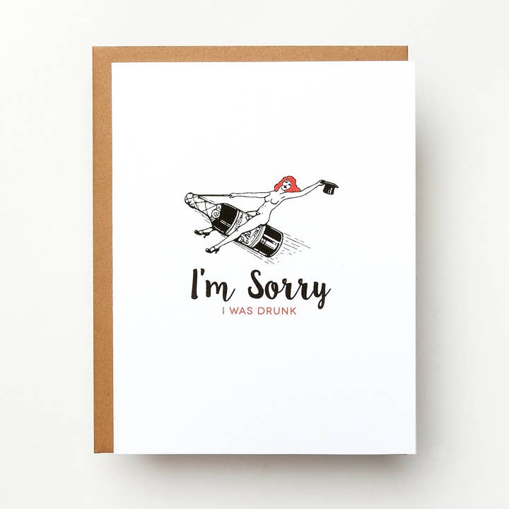 Red Headed Stepchild Paper Co. – Großhandel Entschuldigungskarte – Karte „Es tut mir leid, dass ich betrunken war“0