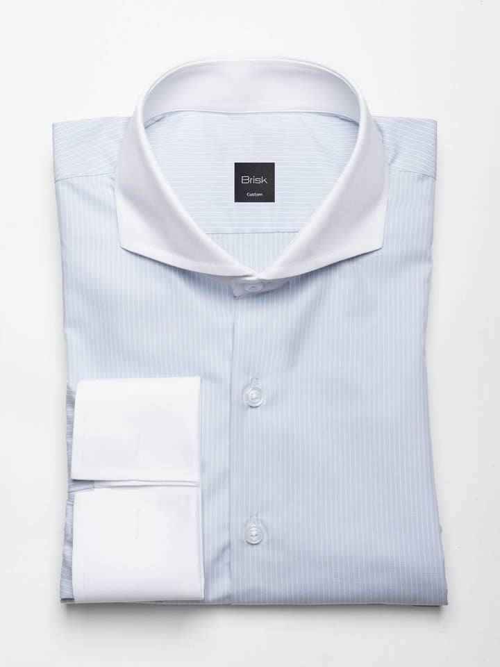 Italian Light Grey Pencil Stripes Shirt - Wrinkle Resistant for wholesale by BRISK