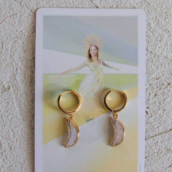 Bohemian and Bouj - Wholesale Huggie Earrings - The Moon Huggies | 18k Gold-Plated7