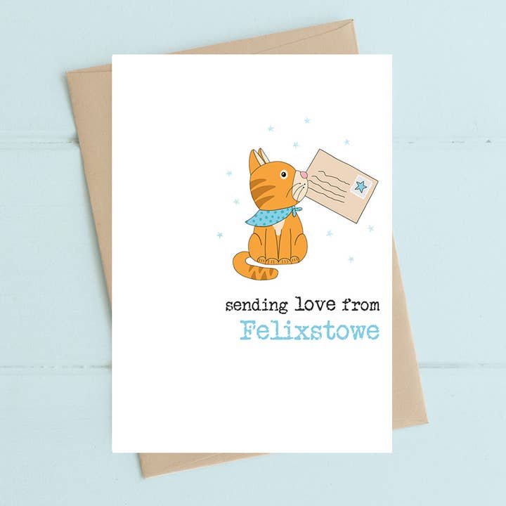 Dandelion Stationery - Wholesale Love Card - Personalised - Sending Love From X - Cat Greetings Card