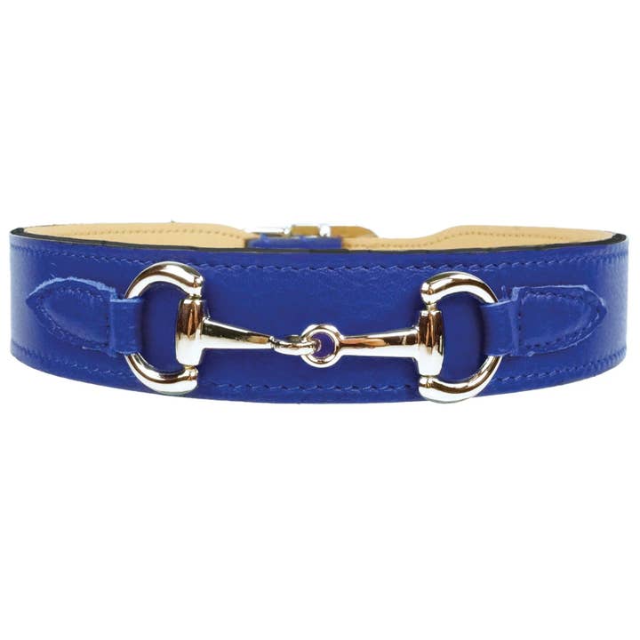 Belmont Dog Collar in Cobalt Blue & Nickel for wholesale by Hartman & Rose