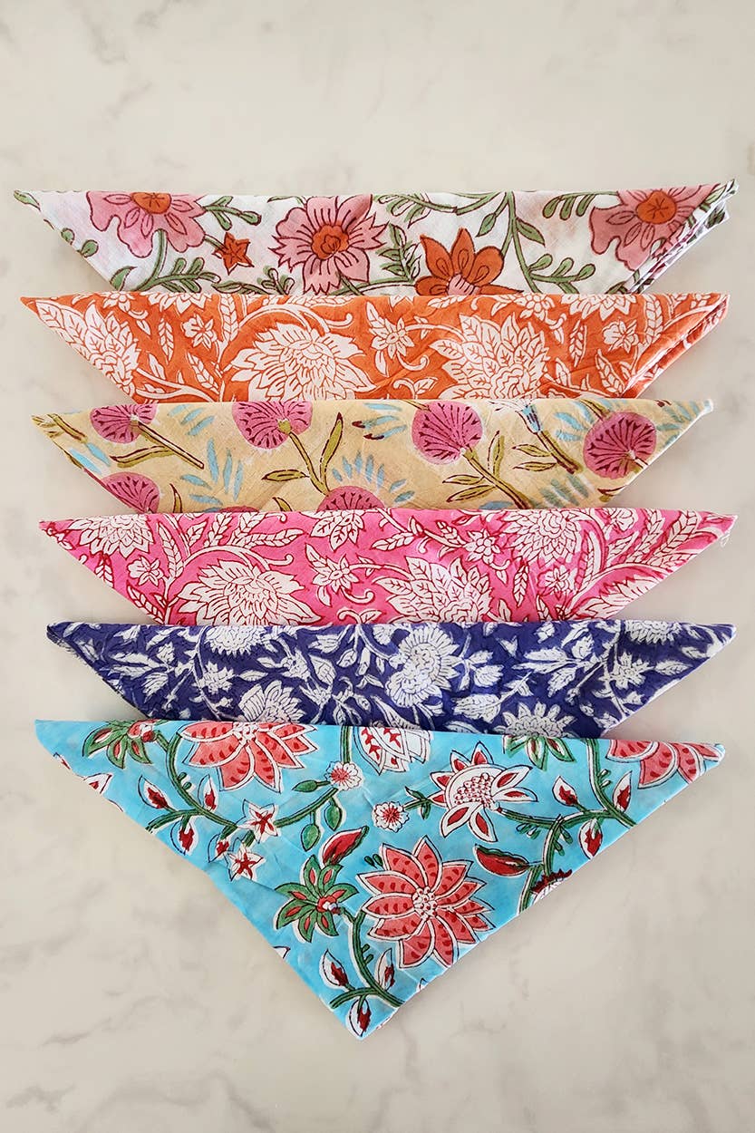Sevya Handmade - Wholesale Dinner & Cloth Napkin - Floral Block Print Napkins, Set of 65