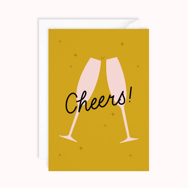 Biglietto di auguri Cheers | Toasting With Champagne | Celebrate per la vendita all'ingrosso da parte di Dani White Design