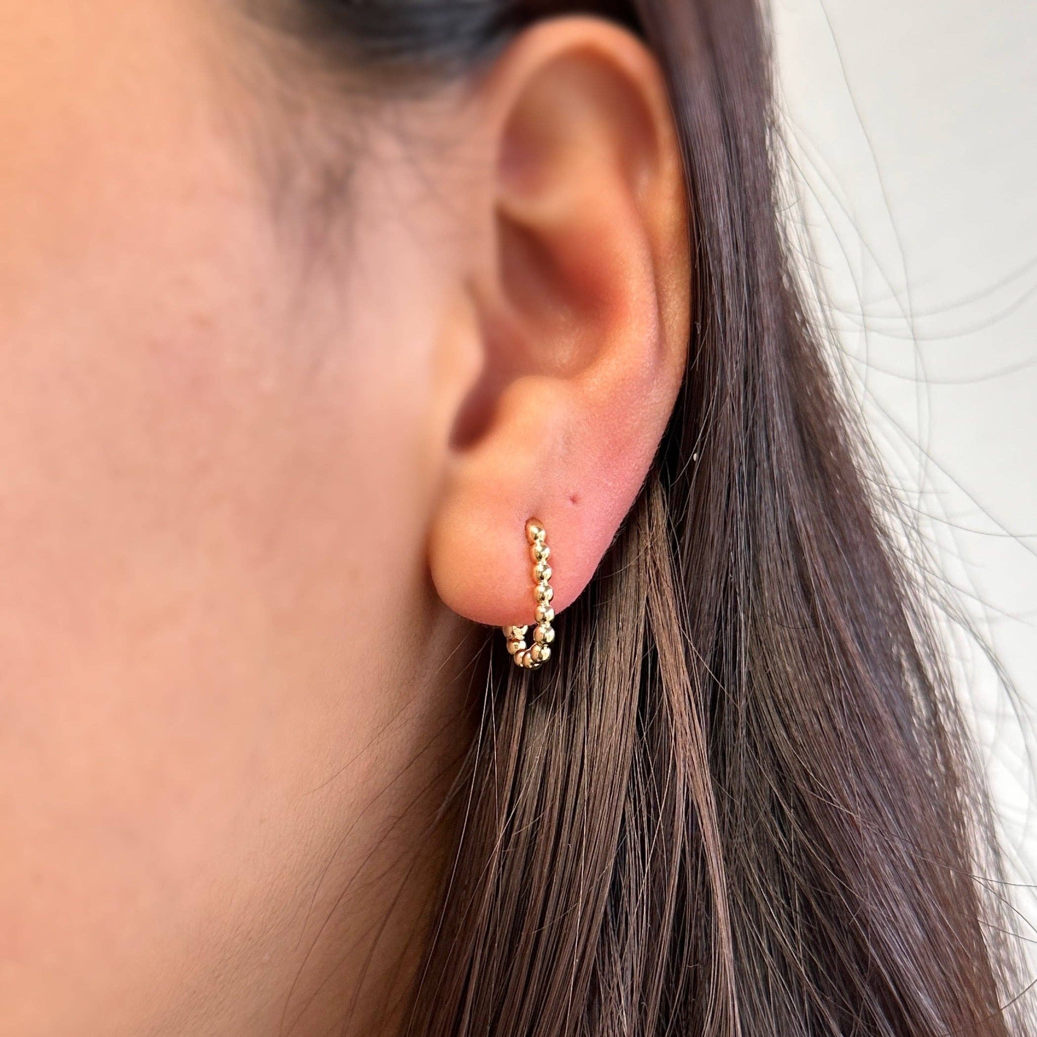 GoldFi - Wholesale Hoop Earrings - Beaded Rectangle Clicker Earrings1