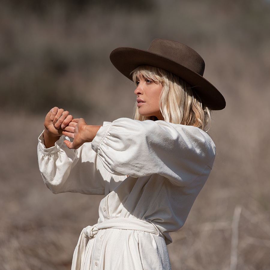 Minga - Wholesale Fedora - Women's - La Vida Wool Rancher Hat - Oak1