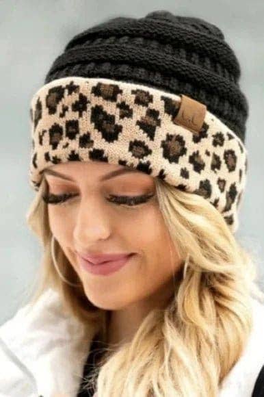 MiMi Wholesale - Wholesale Beanie - Women's - HAT80 Leopard Cuff Rib Beanie2