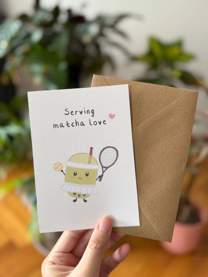 Love Greeting Card - "Serving Matcha Love" for wholesale by Chumi Studio