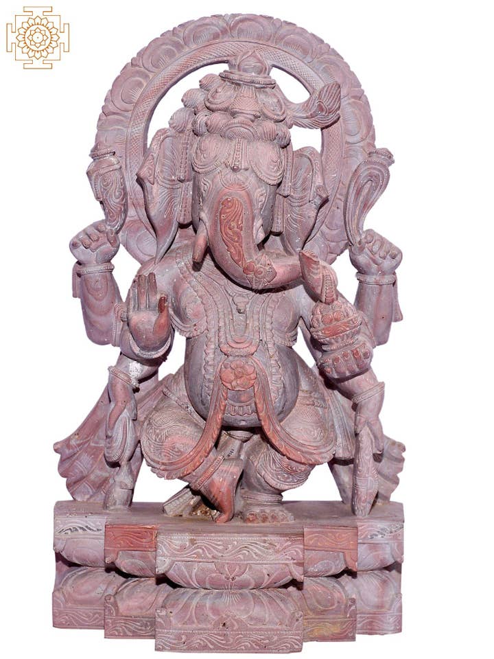 12" God Ganesh Dancing | Stone Statue for wholesale by Exotic India Art