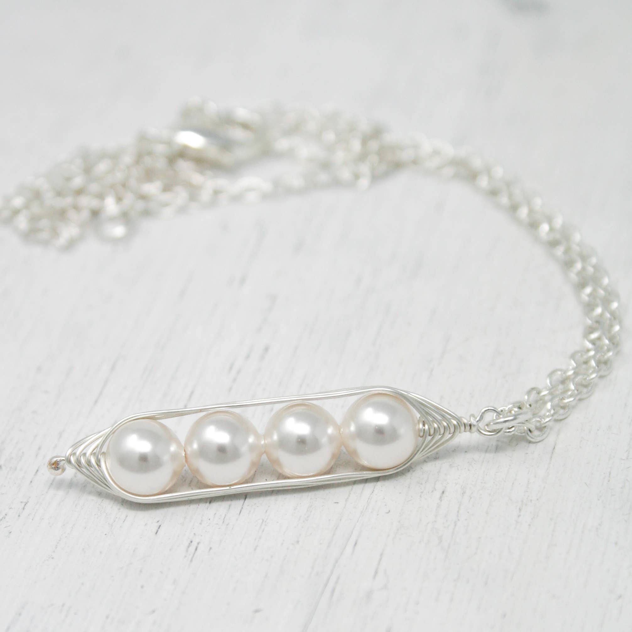 Rising Jewelry - Wholesale Pendant/Charm Necklace - Pea pod necklace, White, handmade jewelry Mother’s Day gift6