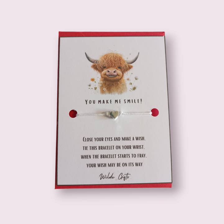 Pulseira de desejos "You make me smile highland" com envelope por atacado de Wilde Gifts UK