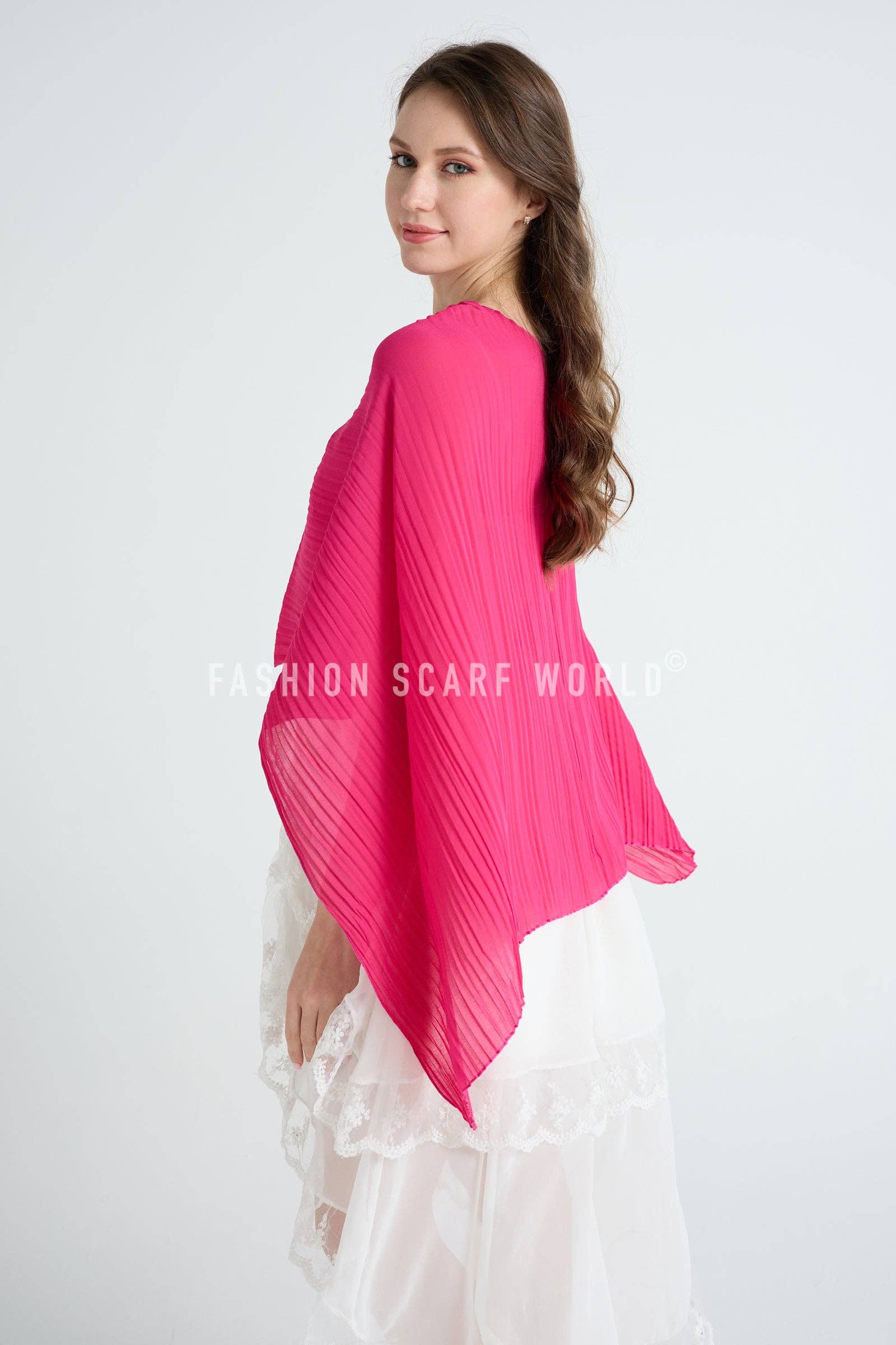 Fashion Scarf World – wholesale Swim cover-up – Women’s – Plain Pleated Chiffon Cover Up6