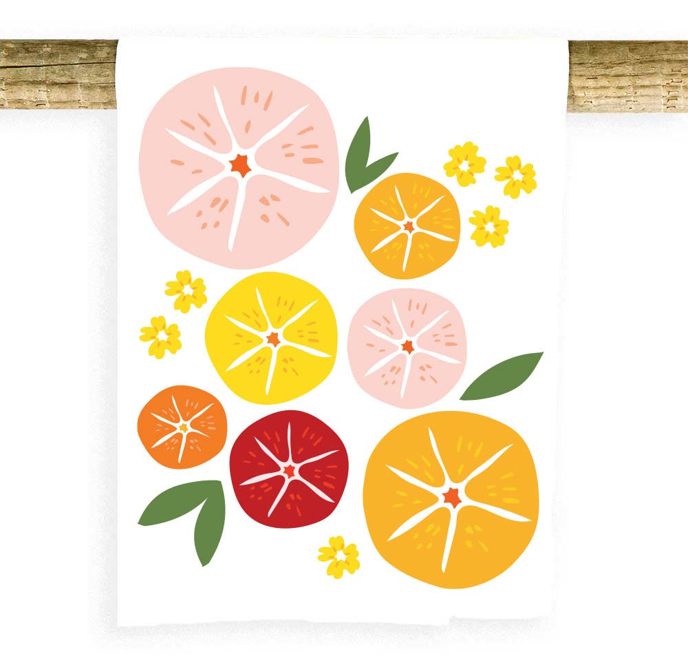 Potluck Press - Wholesale Tea Towel - Fruit Slices with Leaves Towel0