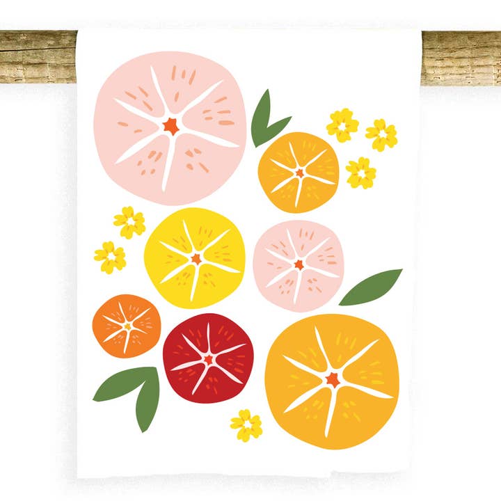 Potluck Press - Wholesale Tea Towel - Fruit Slices with Leaves Towel