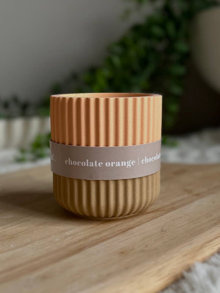 Chocolate Orange Scented Soy Wax Refillable Candle for wholesale by The Wax Leaf Candle Co