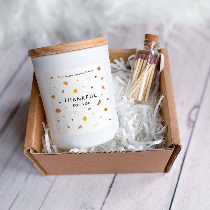 Happy Inky - Wholesale Jar/Filled Candle - Thankful for you Scented Candle Thanksgiving Autumn decor