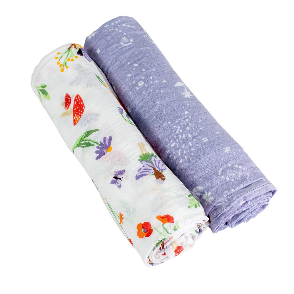 Bebe au Lait - Wholesale Swaddle Set - Baby - Woodland Fairy + Fairy Dust Oh-So-Soft Muslin Swaddle Set1