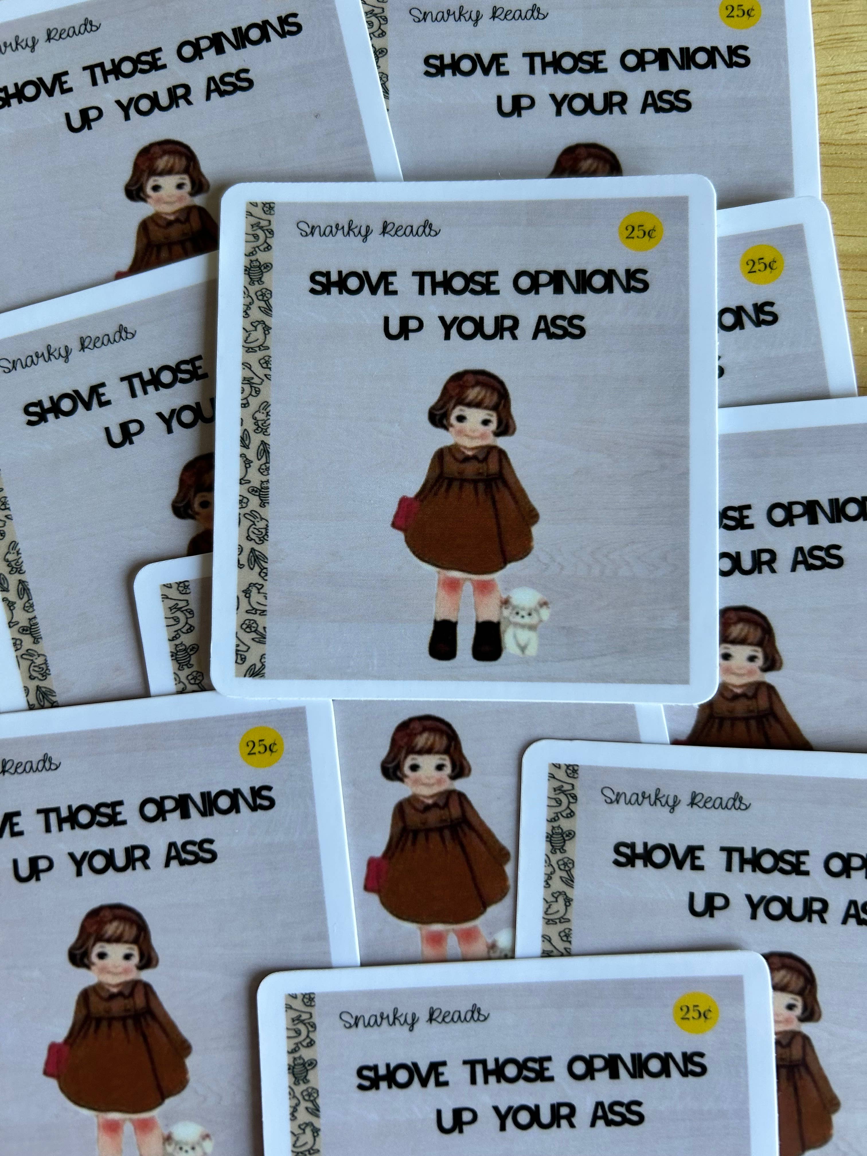 Lemonsgrace Designs - Vendita all'ingrosso Adesivo - Snarky legge "Ficca quelle opinioni su per il culo"0