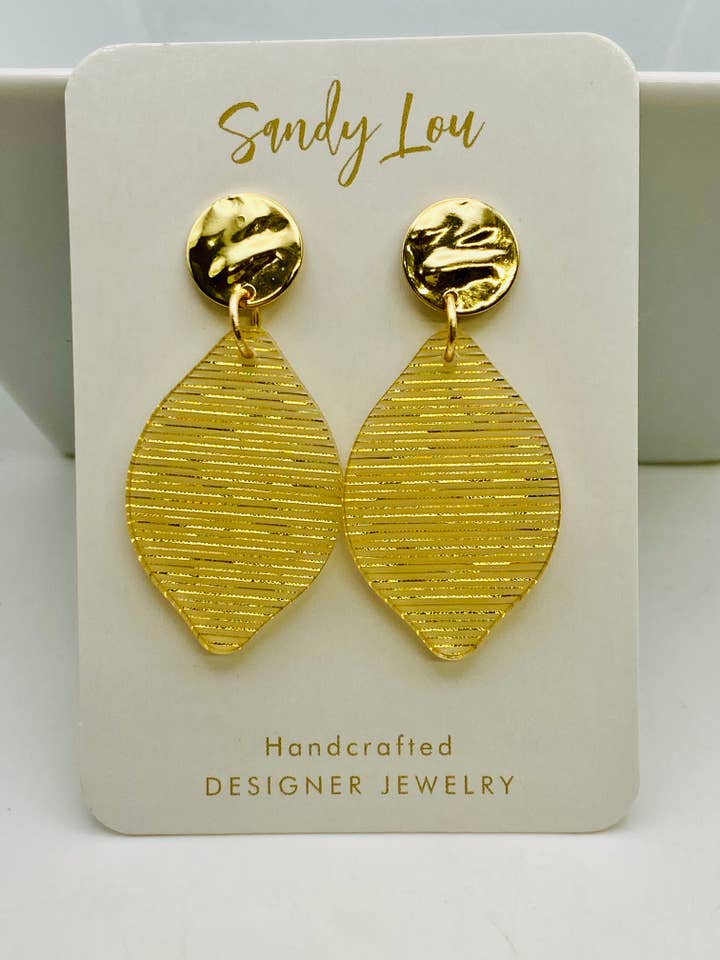 Golden Threads Acrylic Earrings for wholesale by Sandy Lou Designs