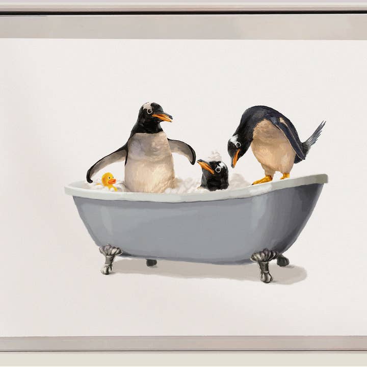 Penguin Bathroom Wall Art Decor, Funny Animal Print for wholesale by Fasanian Artistry