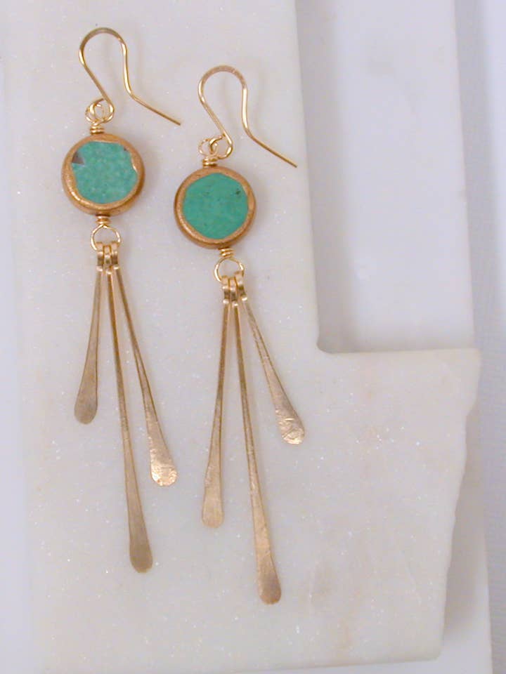 Turquoise Fringe Coin Earrings for wholesale by Linda Trent Jewelry
