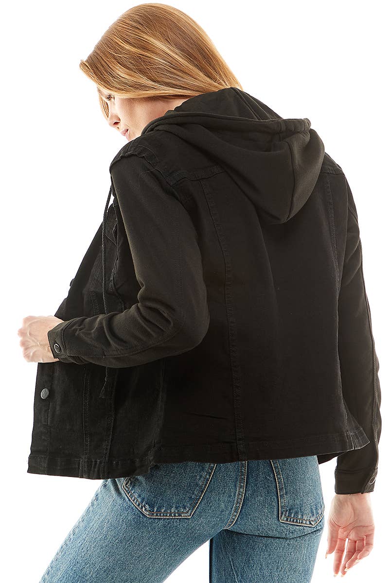 BLUE AGE - Wholesale Denim Jacket - Women's - Spandex Ladies' Denim Jacket with  Fleece Hoodie1