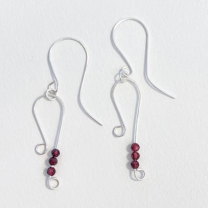 Garnet Silver Earrings for wholesale by LateLate Jewelry