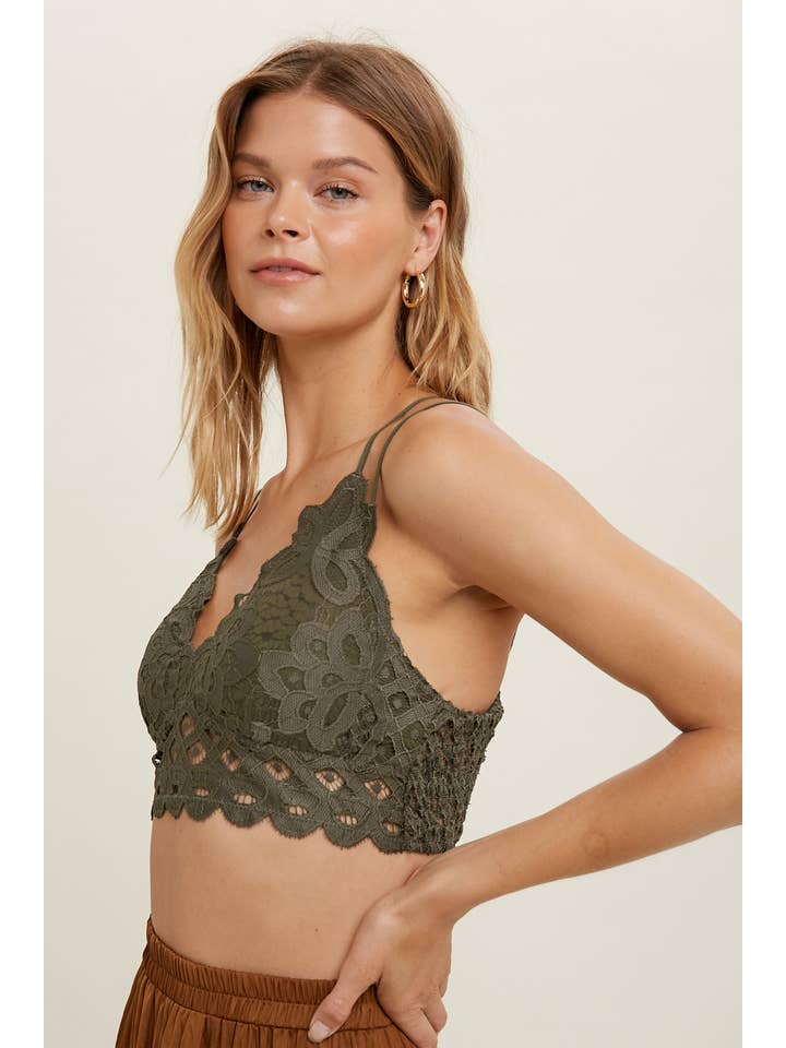 Wishlist Apparel - Wholesale Bralette - Women's - DOUBLE STRAP SCALLOPED LACE BRALETTE / WL17-013617