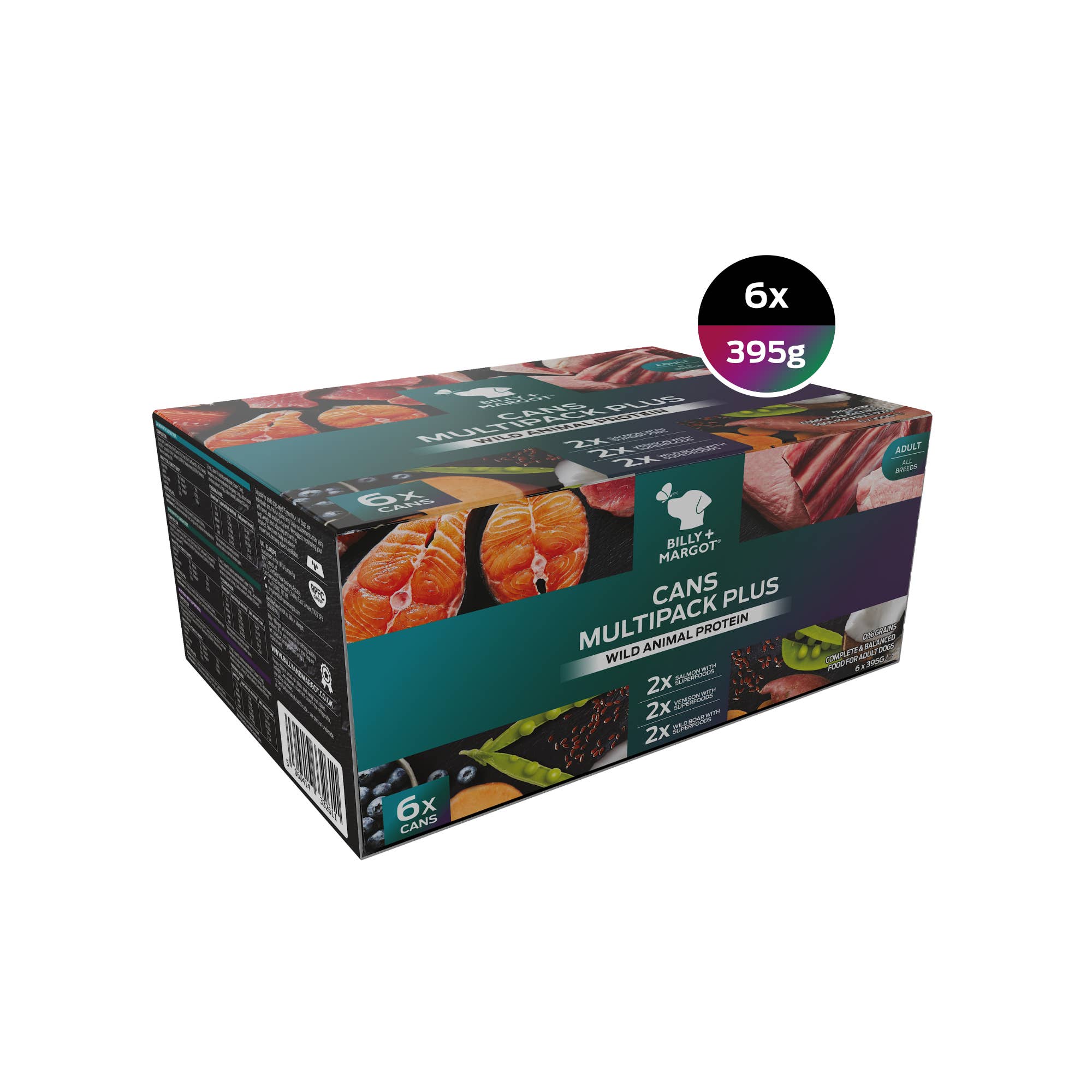 Billy + Margot – wholesale Pet food – Dog – Multipack Plus Canned Dog Food - Salmon, Venison + Wild Boar