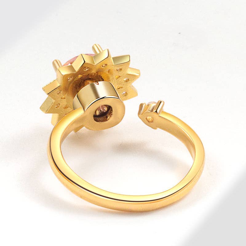 Perimade & Co. LLC – wholesale Band/stacked ring – Dainty Sunflower Anxiety Fidget Spinner Ring in Solid Copper2