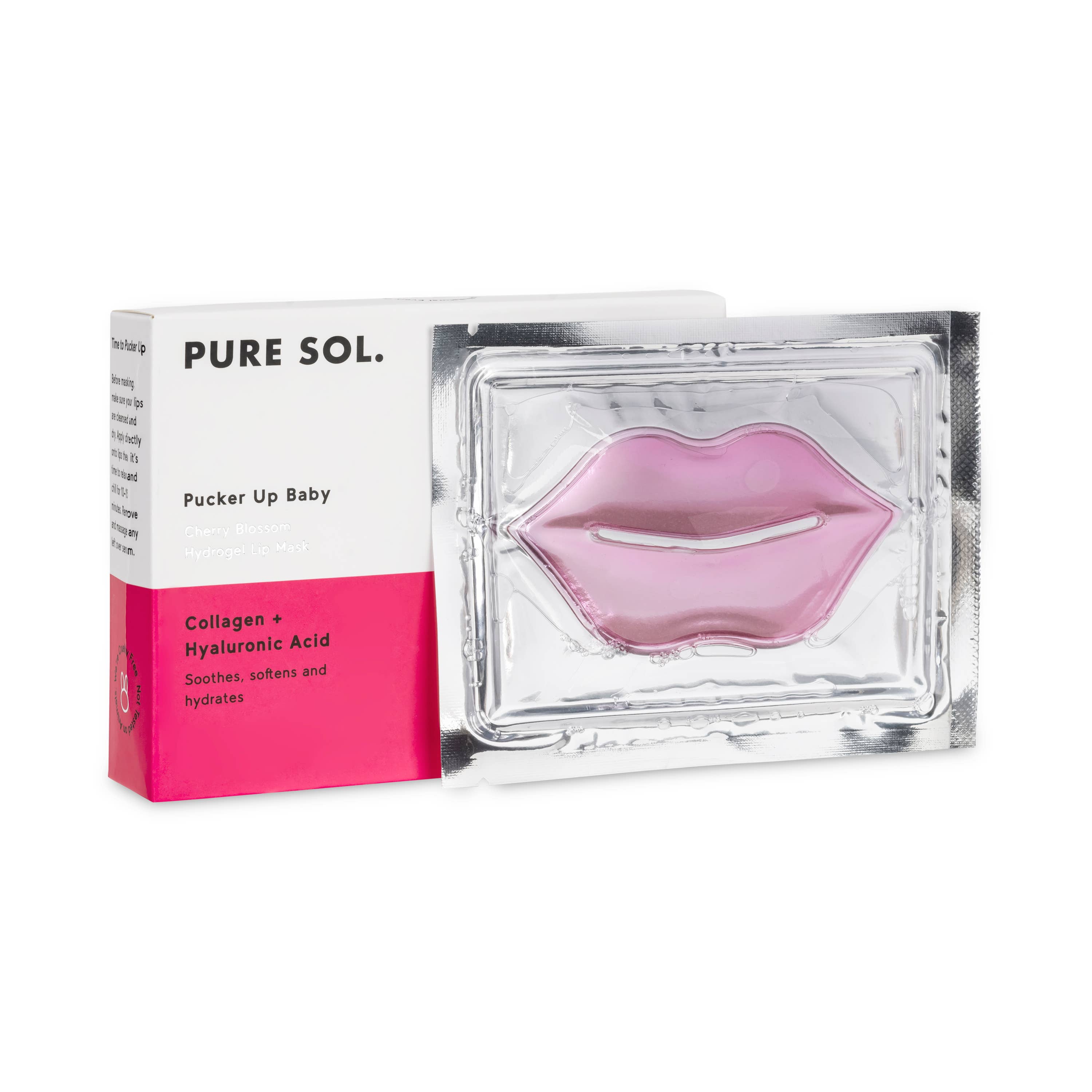 PURE SOL. - Wholesale Lip Treatment/Mask - Pucker Up Baby - Cherry Blossom Hydrogel Collagen Lip Mask 1