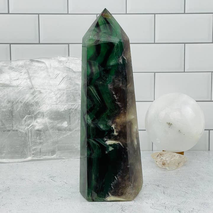 Rock Paradise - Wholesale Spiritual Stone/Crystal - Crystal Rainbow Fluorite Polished Point Towers - By Weight6