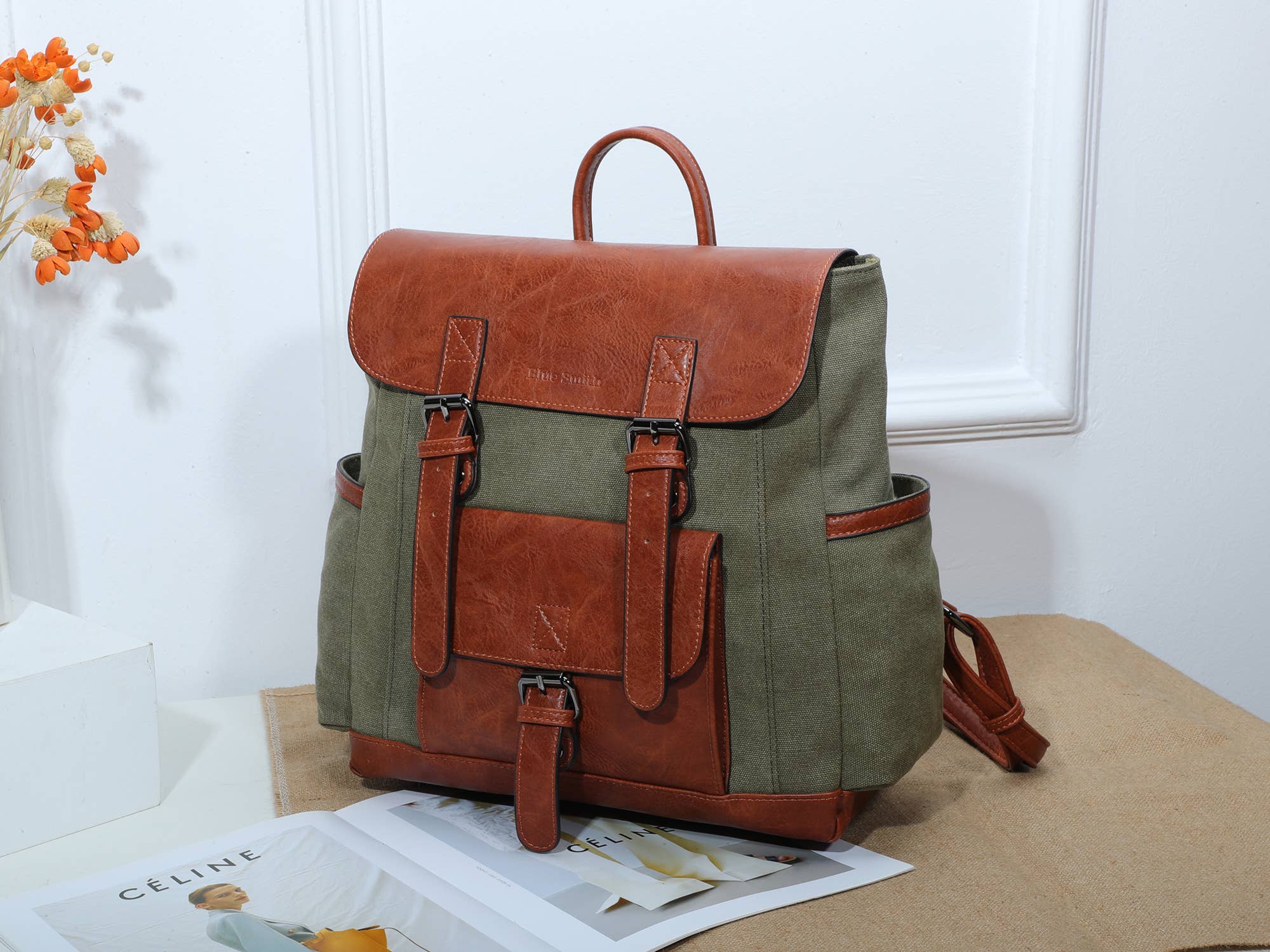 INES DELAURE - Wholesale Backpack - Women's - Two-material backpack7