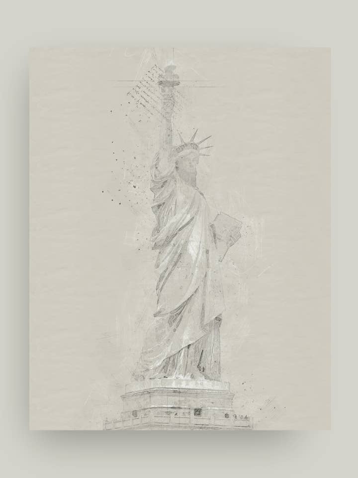 Quadro de Desenho da Estátua da Liberdade por atacado de Petal Lane Home
