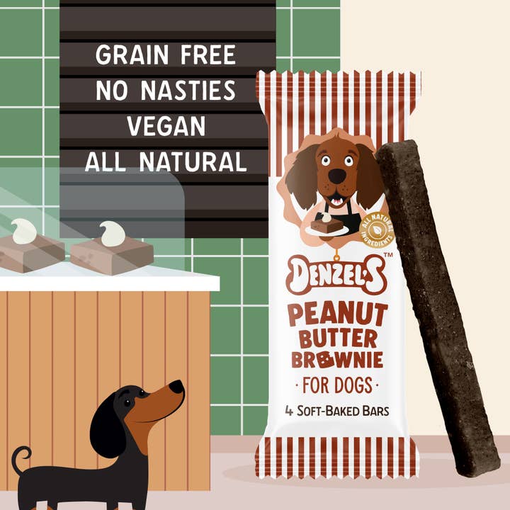 Denzel's - Healthy Dog Treats – wholesale Pet treats – Dog – Vegan Peanut Butter Brownie Soft-Baked Bars for Dogs2